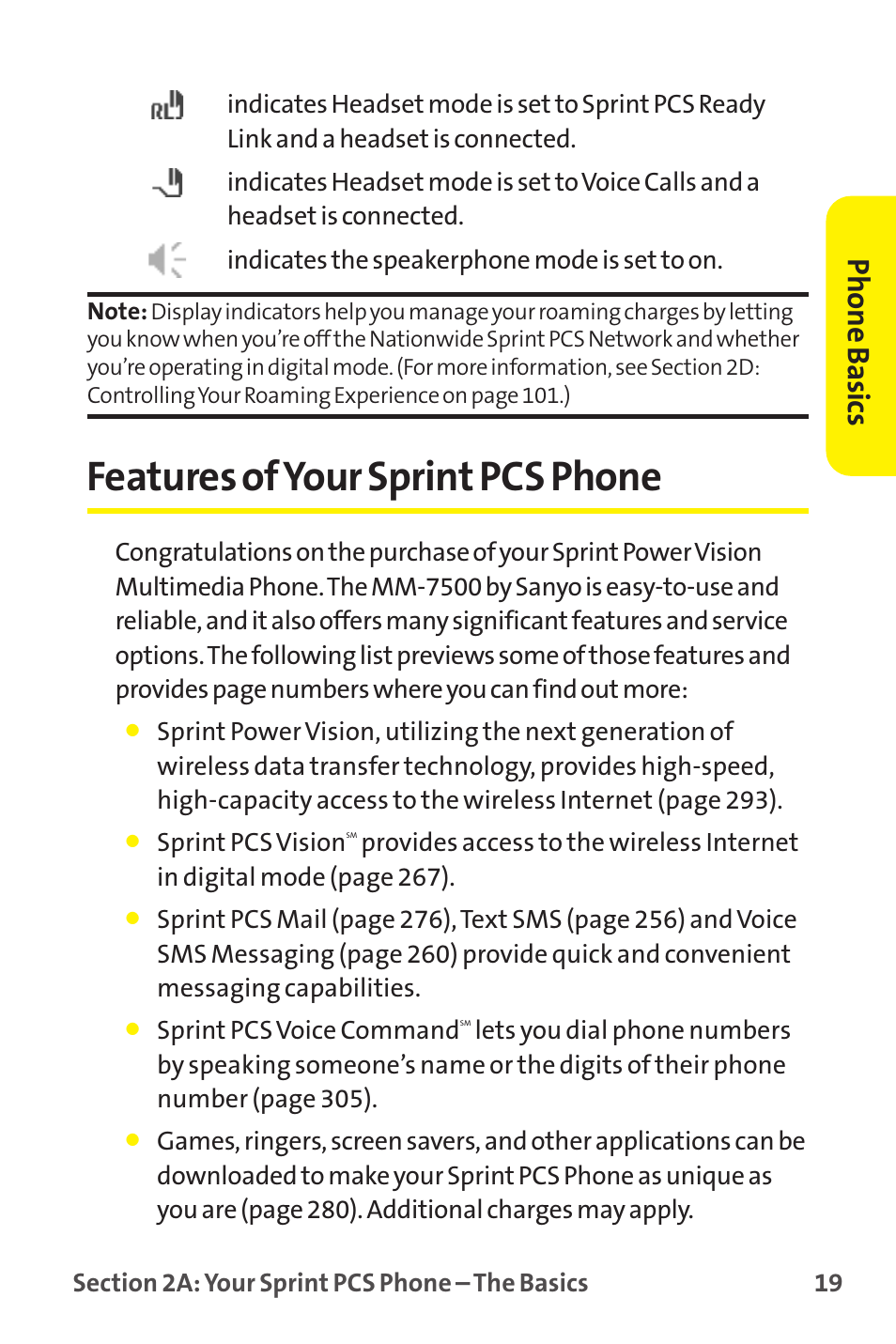 Features of your sprint pcs phone, Phone basics | Sprint Nextel MM-7500 User Manual | Page 29 / 345