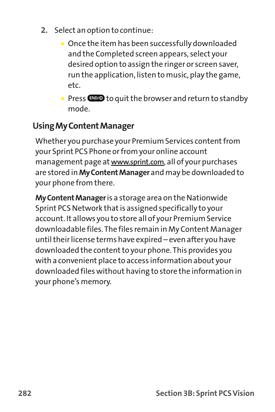 Using my content manager | Sprint Nextel MM-7500 User Manual | Page 292 / 345
