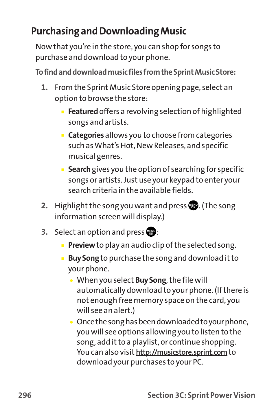 Purchasing and downloading music | Sprint Nextel MM-7500 User Manual | Page 306 / 345