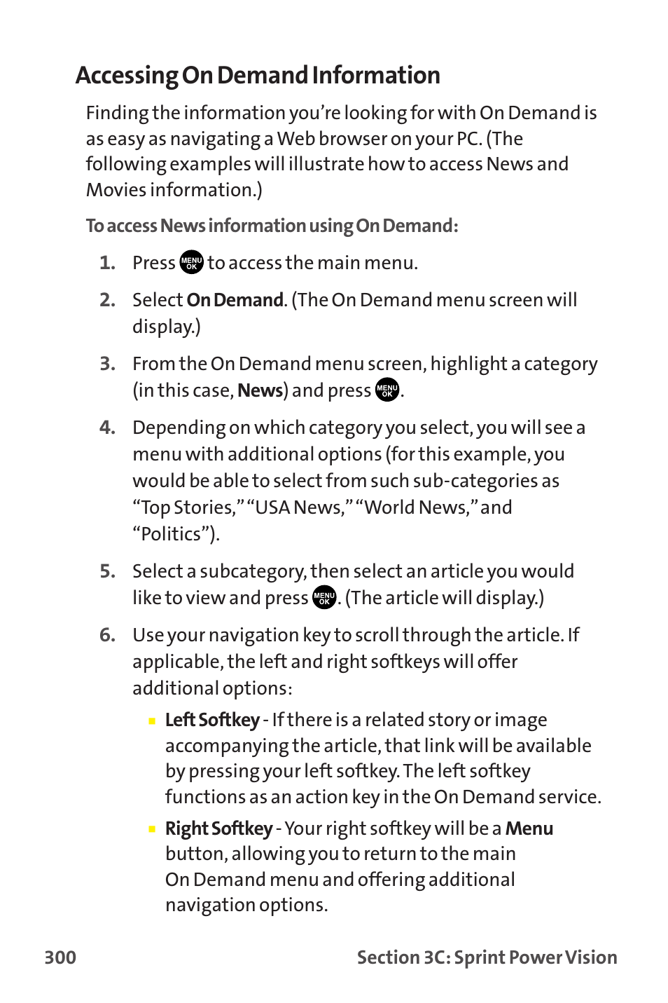Accessing on demand information | Sprint Nextel MM-7500 User Manual | Page 310 / 345