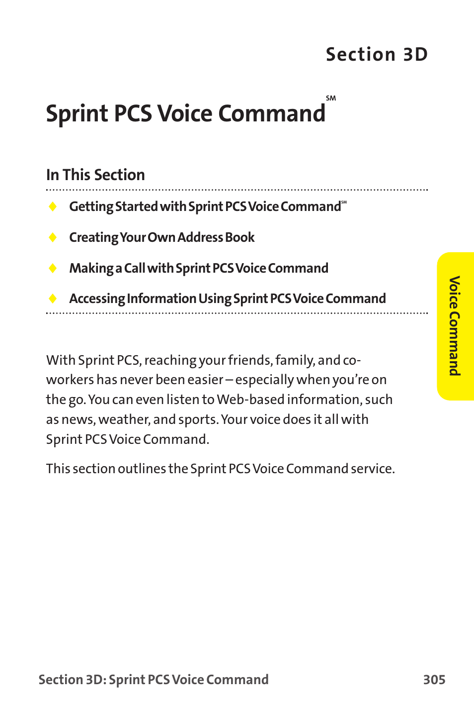 Sprint pcs voice command, 3d. sprint pcs voice command | Sprint Nextel MM-7500 User Manual | Page 315 / 345