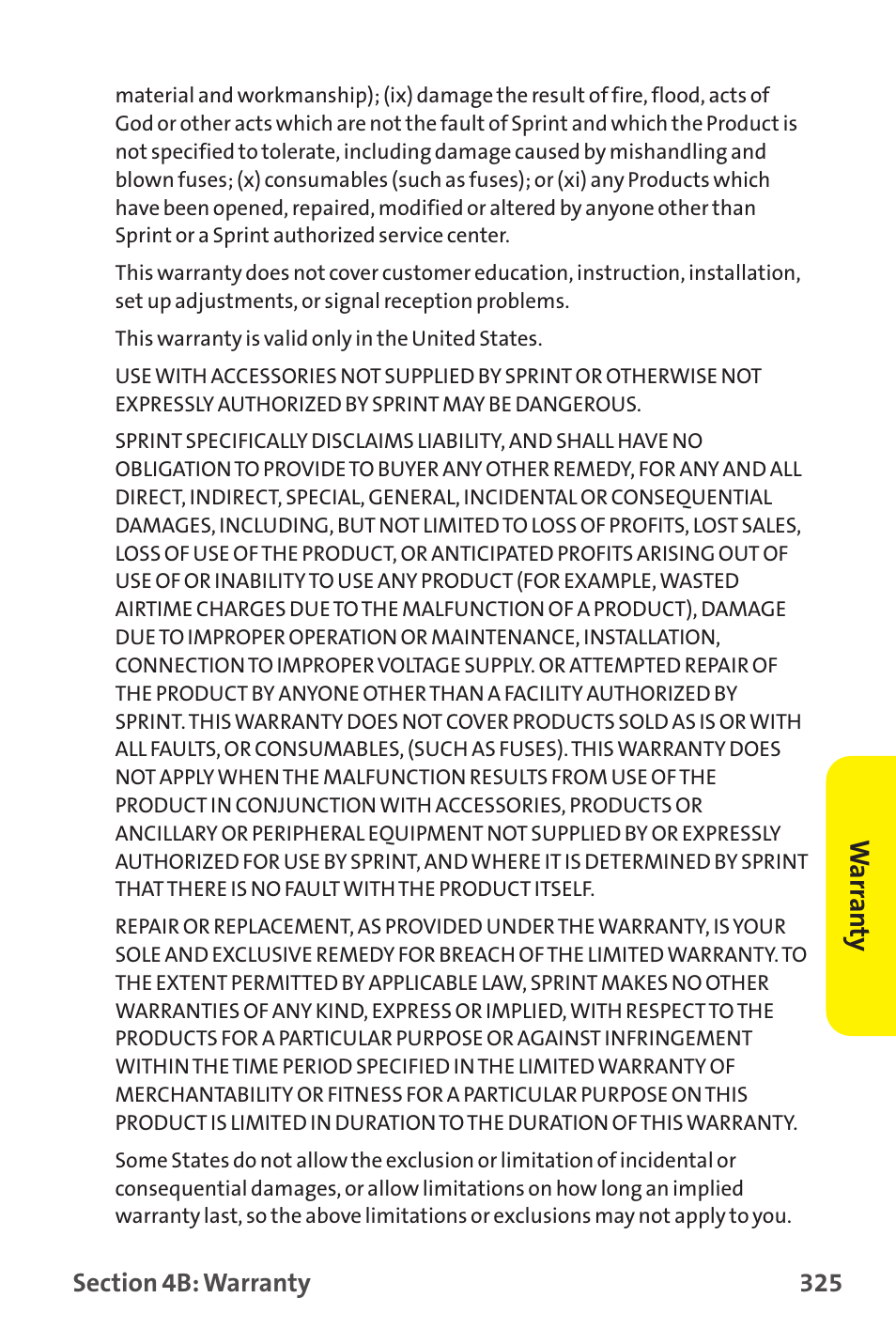 Warr an ty | Sprint Nextel MM-7500 User Manual | Page 335 / 345
