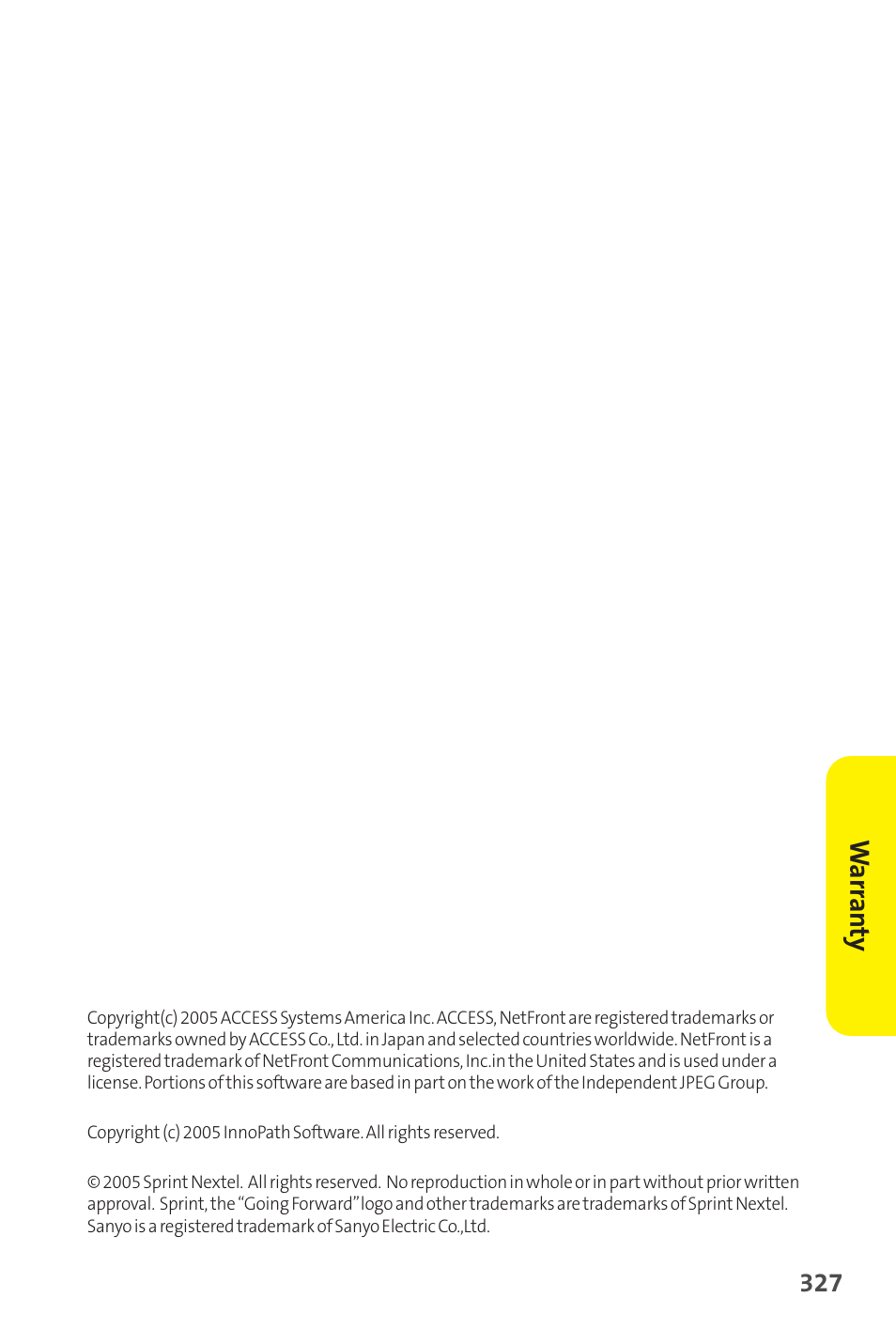 Warr an ty | Sprint Nextel MM-7500 User Manual | Page 337 / 345