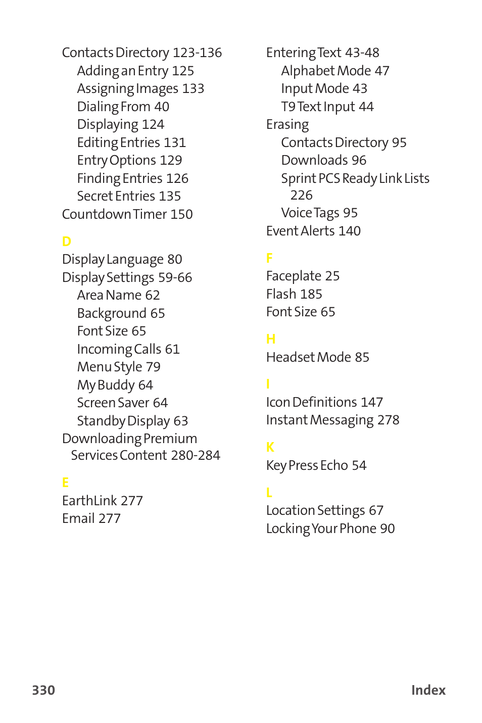 Sprint Nextel MM-7500 User Manual | Page 340 / 345
