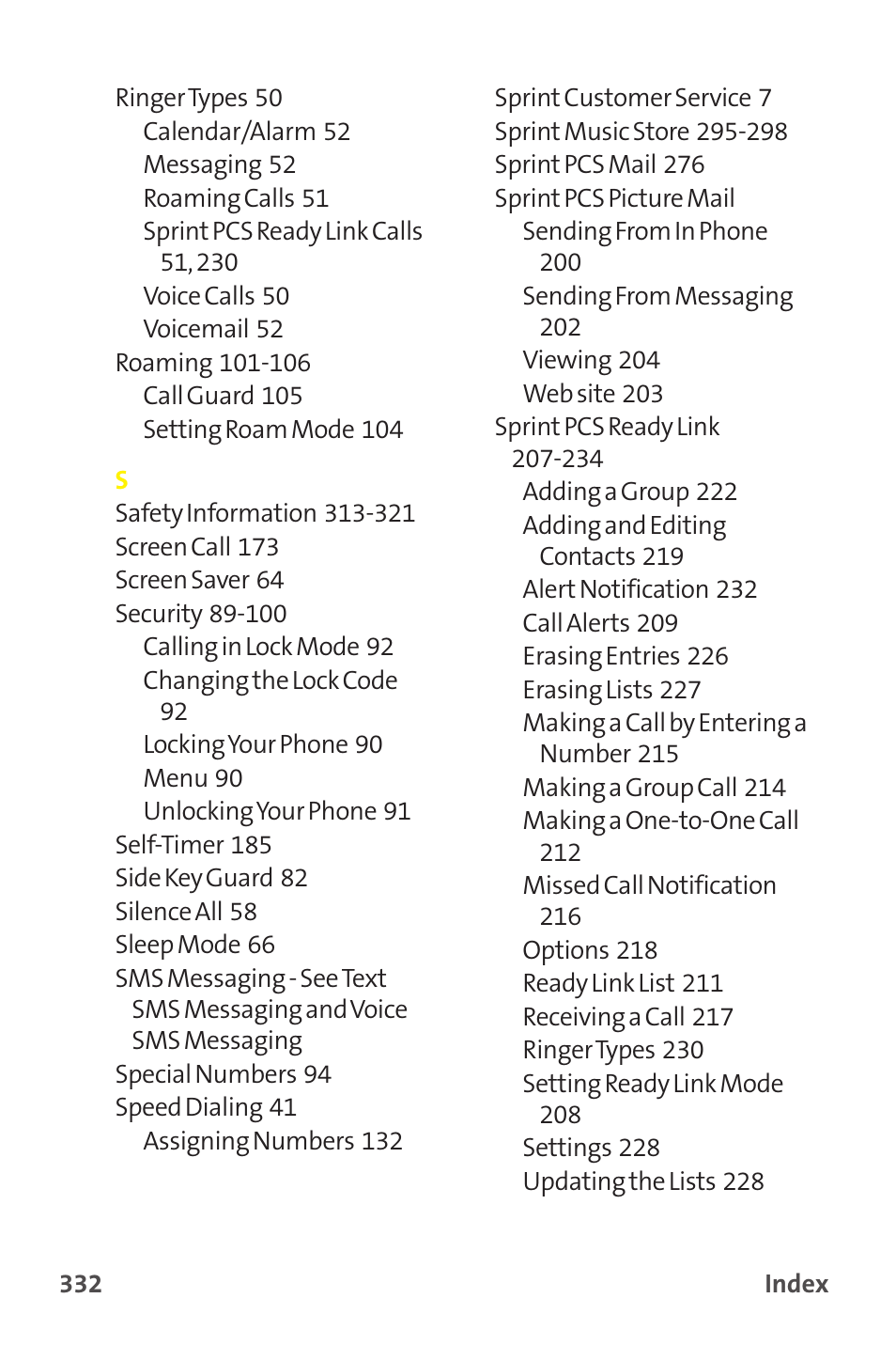 See sprint pcs, Ready link | Sprint Nextel MM-7500 User Manual | Page 342 / 345