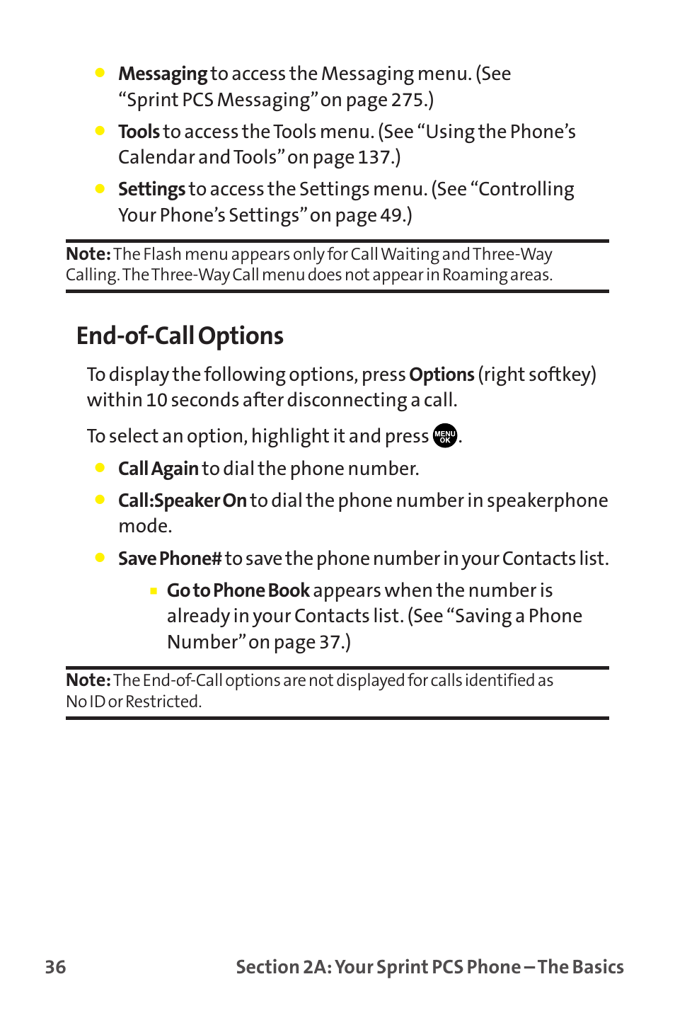 End-of-call options | Sprint Nextel MM-7500 User Manual | Page 46 / 345