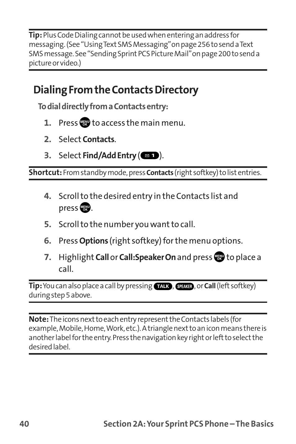 Dialing from the contacts directory | Sprint Nextel MM-7500 User Manual | Page 50 / 345