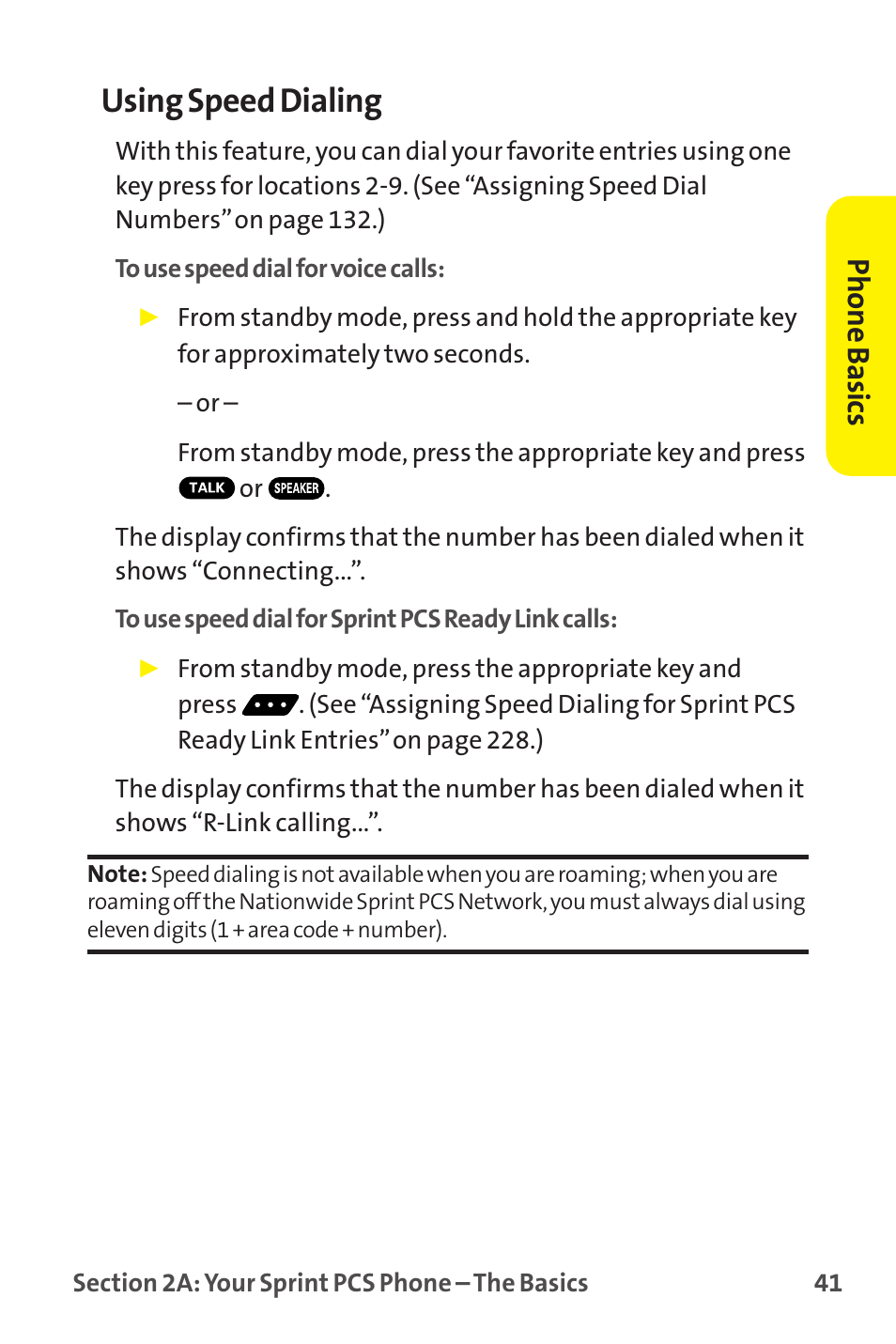 Using speed dialing, Phone basics | Sprint Nextel MM-7500 User Manual | Page 51 / 345