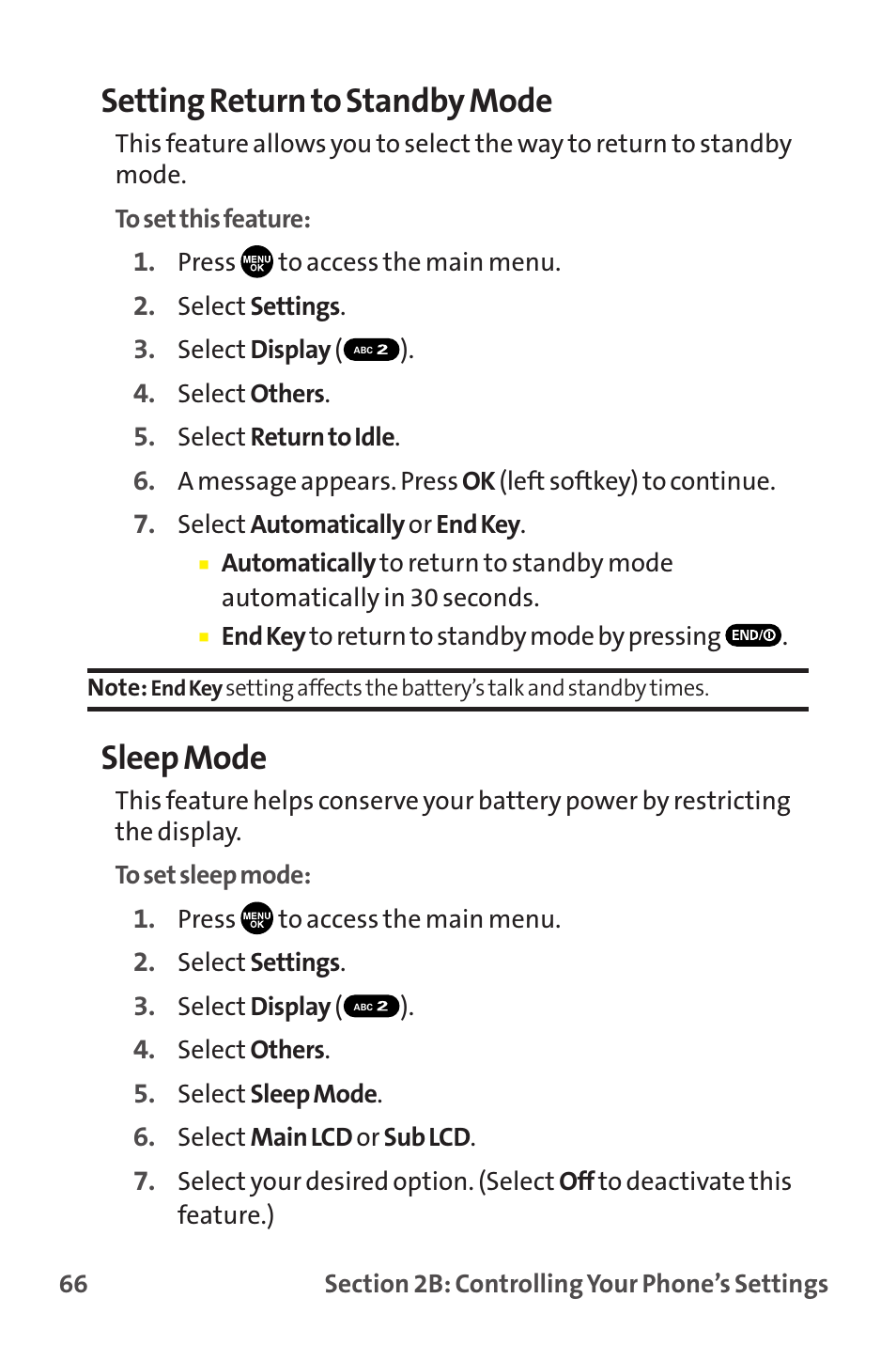 Setting return to standby mode, Sleep mode | Sprint Nextel MM-7500 User Manual | Page 76 / 345
