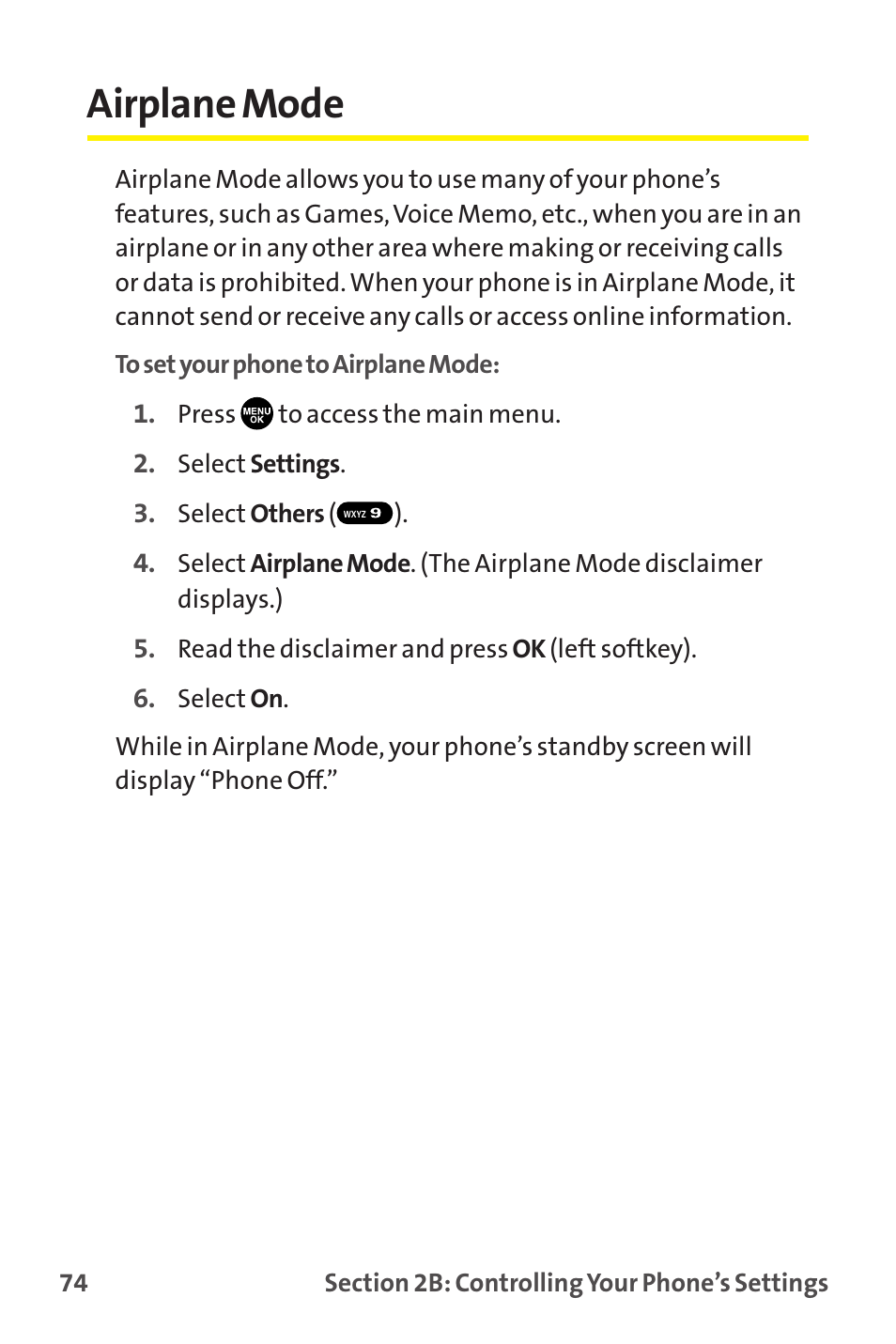 Airplane mode | Sprint Nextel MM-7500 User Manual | Page 84 / 345