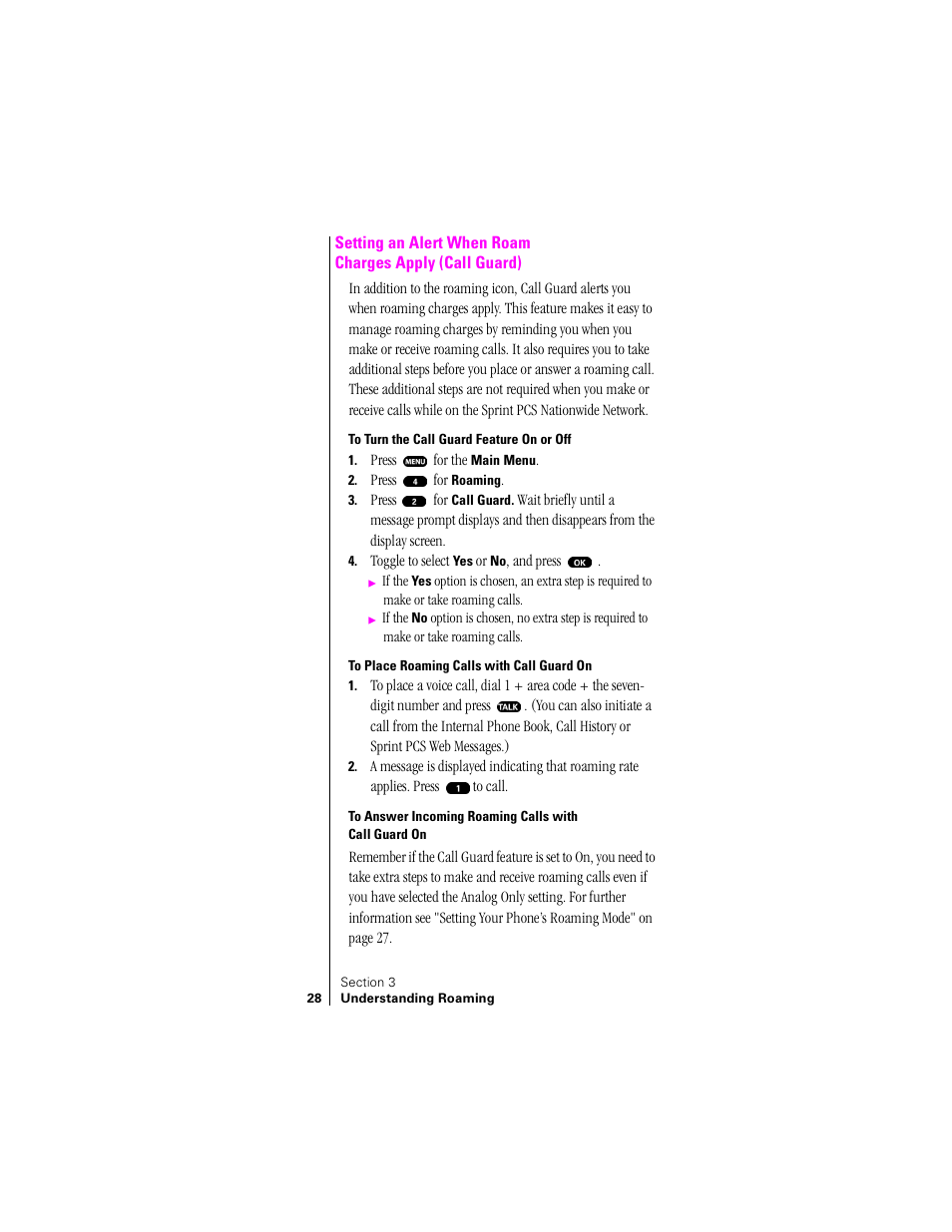 Setting an alert when roam charges apply | Sprint Nextel SPH-N200 User Manual | Page 30 / 152