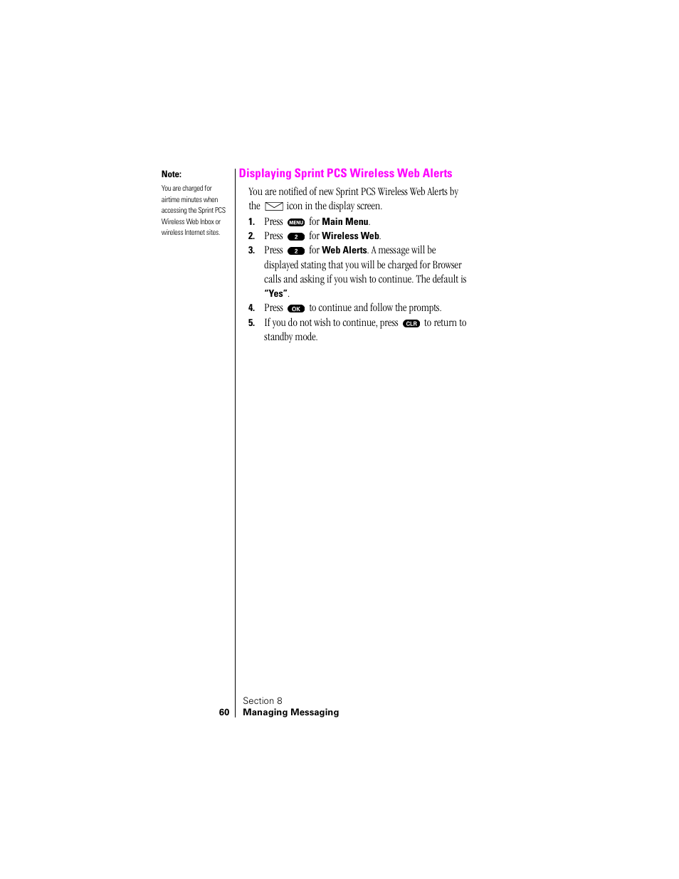 Displaying sprint pcs wireless web alerts | Sprint Nextel SPH-N200 User Manual | Page 62 / 152