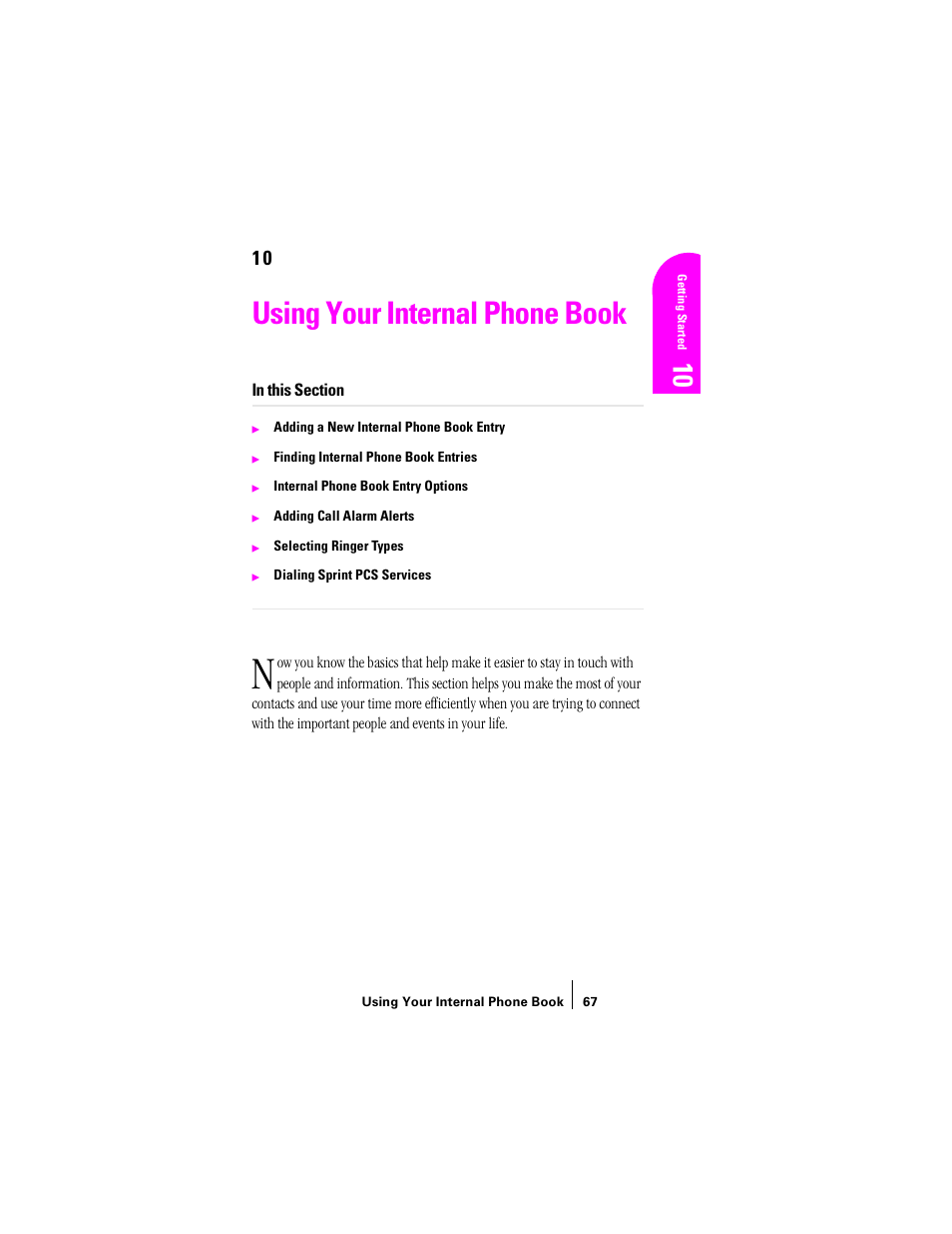 Using your internal phone book | Sprint Nextel SPH-N200 User Manual | Page 69 / 152