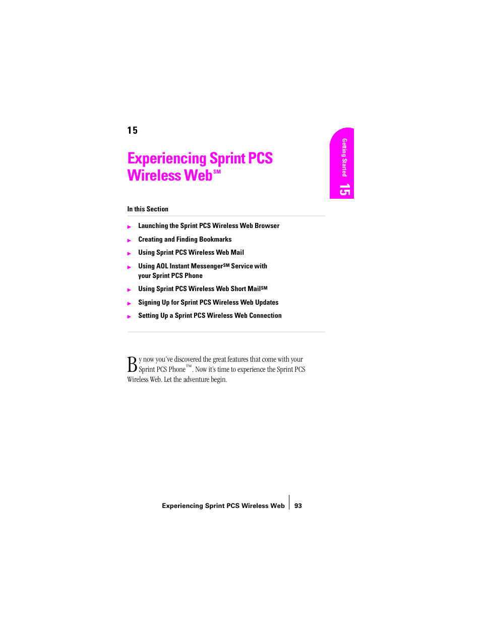 Experiencing sprint pcs wireless web | Sprint Nextel SPH-N200 User Manual | Page 95 / 152