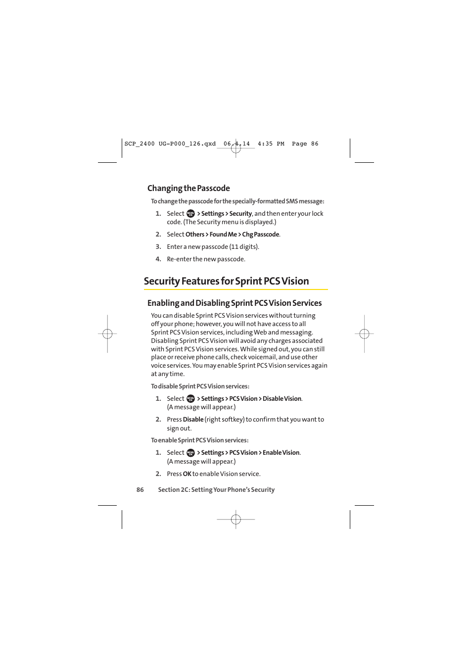 Security features for sprint pcs vision | Sprint Nextel SPRINT PCS VISION SCP-2400 User Manual | Page 102 / 256