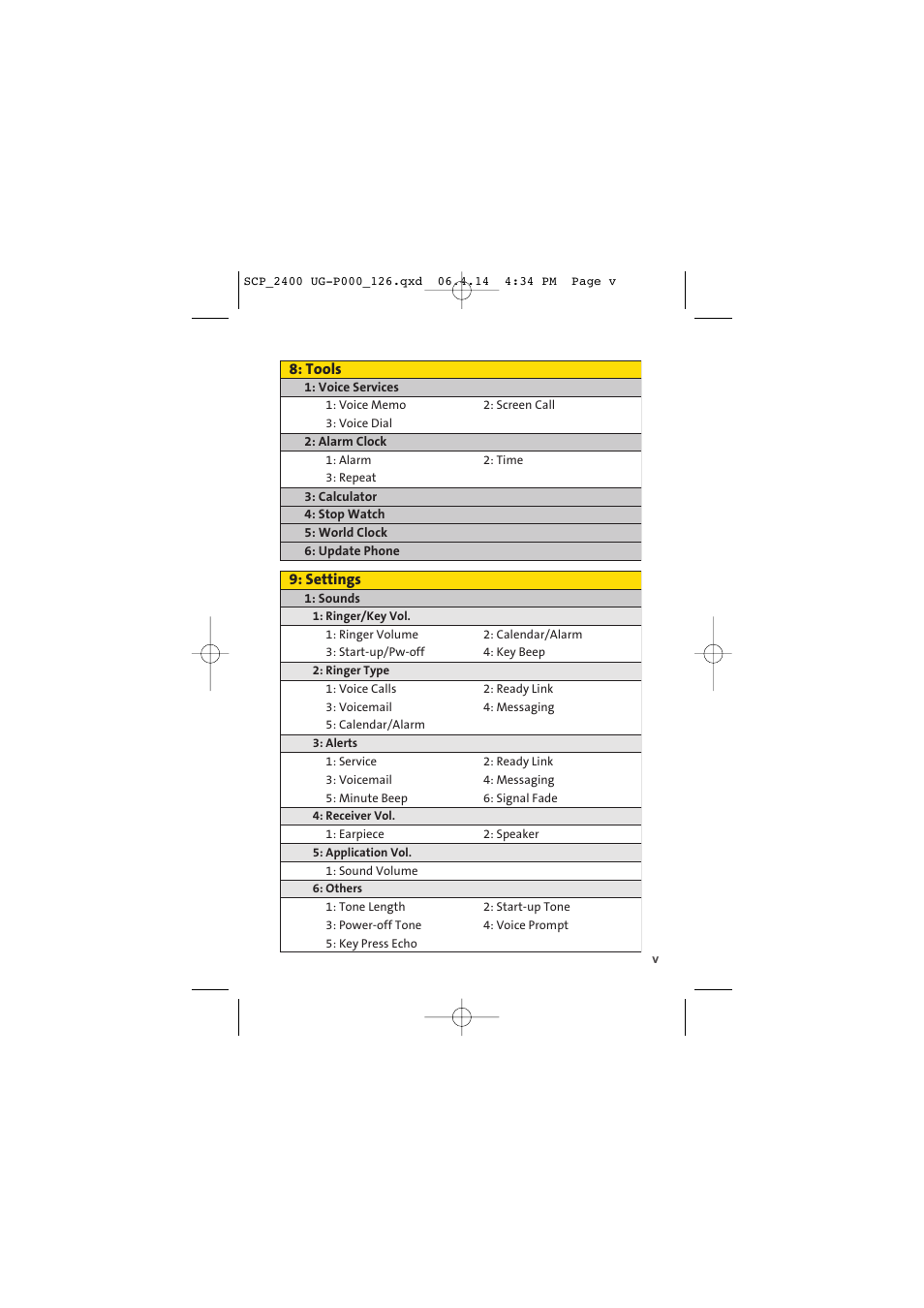 Tools, Settings | Sprint Nextel SPRINT PCS VISION SCP-2400 User Manual | Page 11 / 256