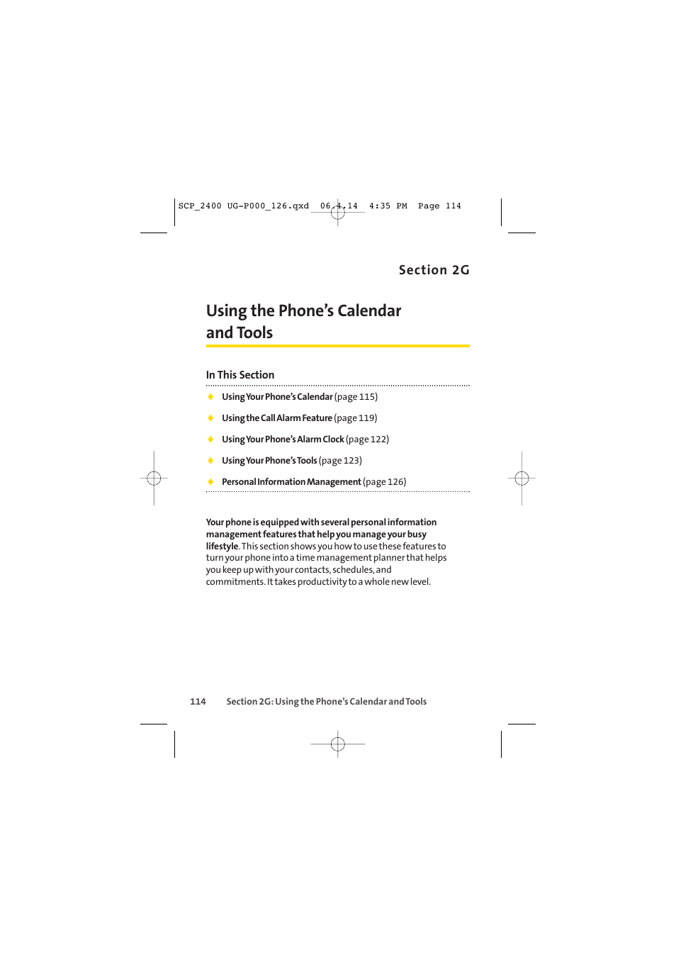 Using the phone’s calendar and tools | Sprint Nextel SPRINT PCS VISION SCP-2400 User Manual | Page 130 / 256