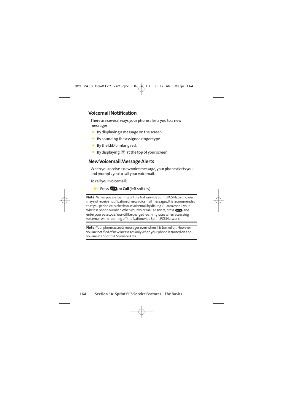 Voicemail notification, New voicemail message alerts | Sprint Nextel SPRINT PCS VISION SCP-2400 User Manual | Page 180 / 256