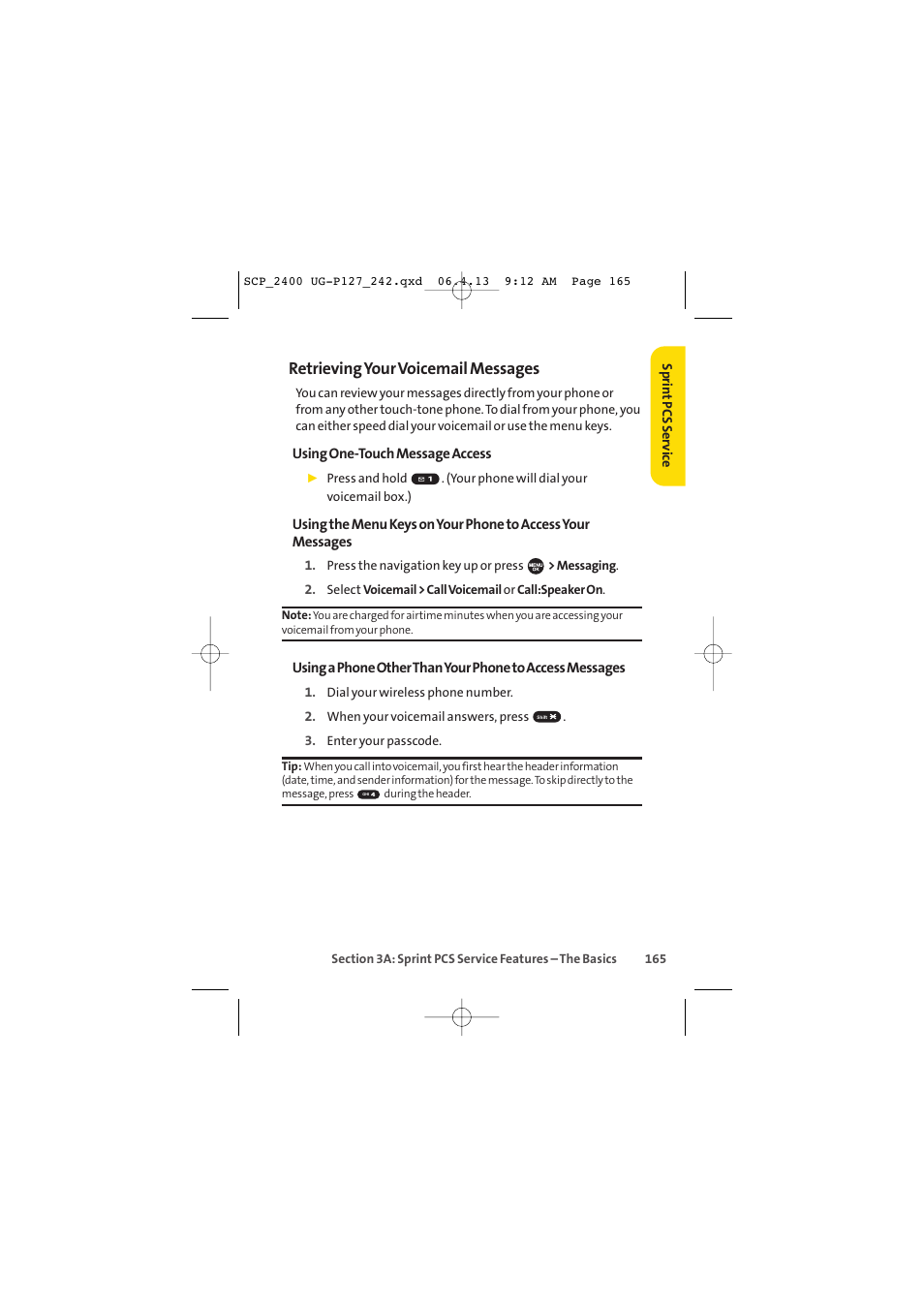 Retrievingyour voicemail messages | Sprint Nextel SPRINT PCS VISION SCP-2400 User Manual | Page 181 / 256