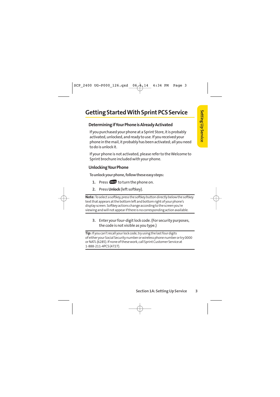 Getting started with sprint pcs service | Sprint Nextel SPRINT PCS VISION SCP-2400 User Manual | Page 19 / 256