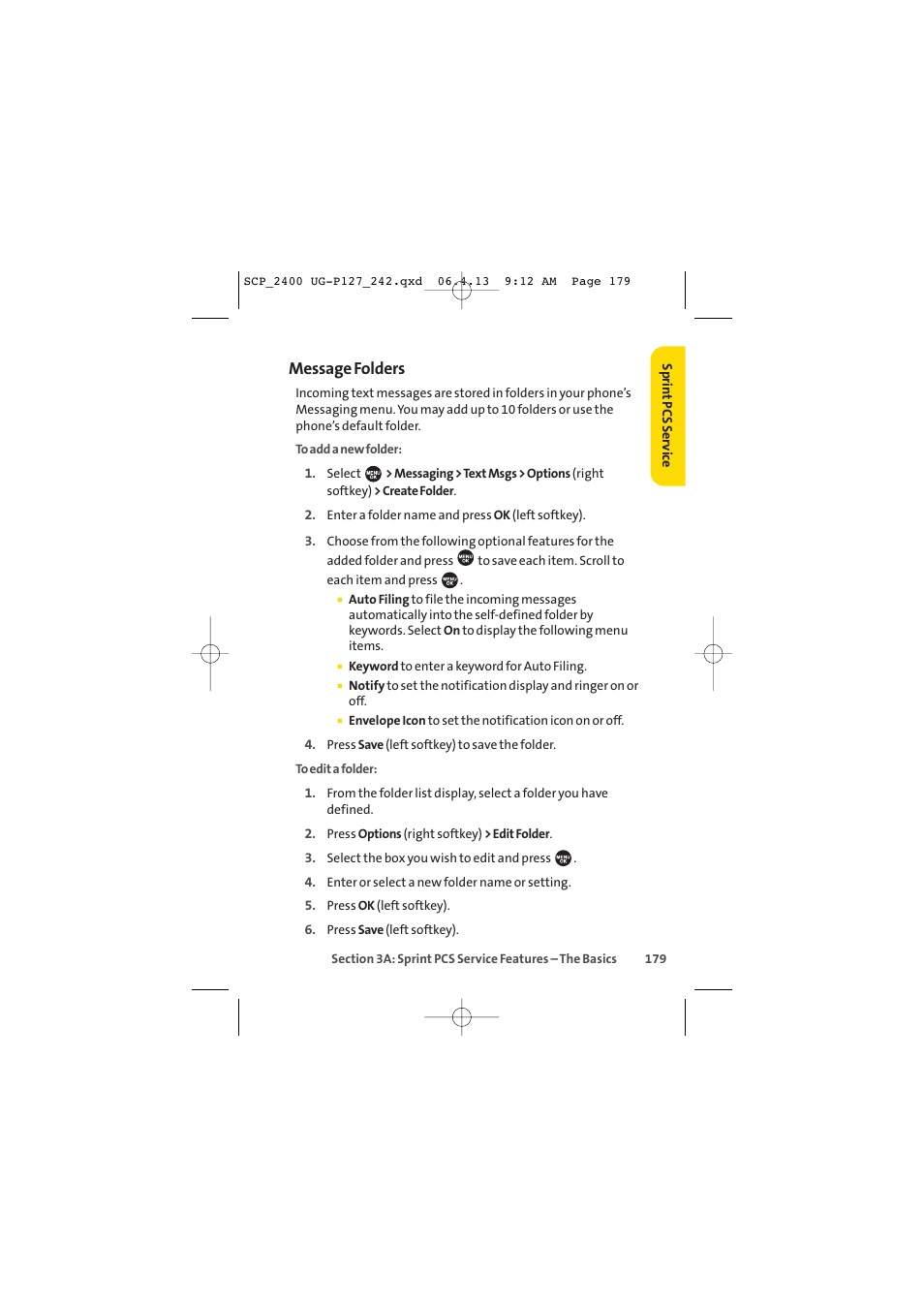 Message folders | Sprint Nextel SPRINT PCS VISION SCP-2400 User Manual | Page 195 / 256