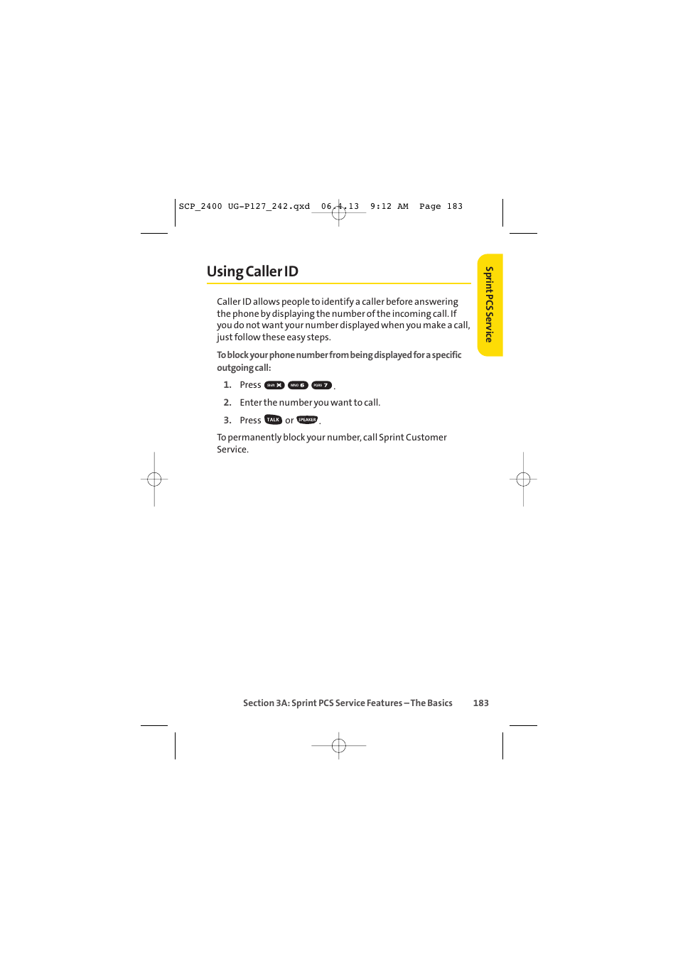 Using caller id | Sprint Nextel SPRINT PCS VISION SCP-2400 User Manual | Page 199 / 256