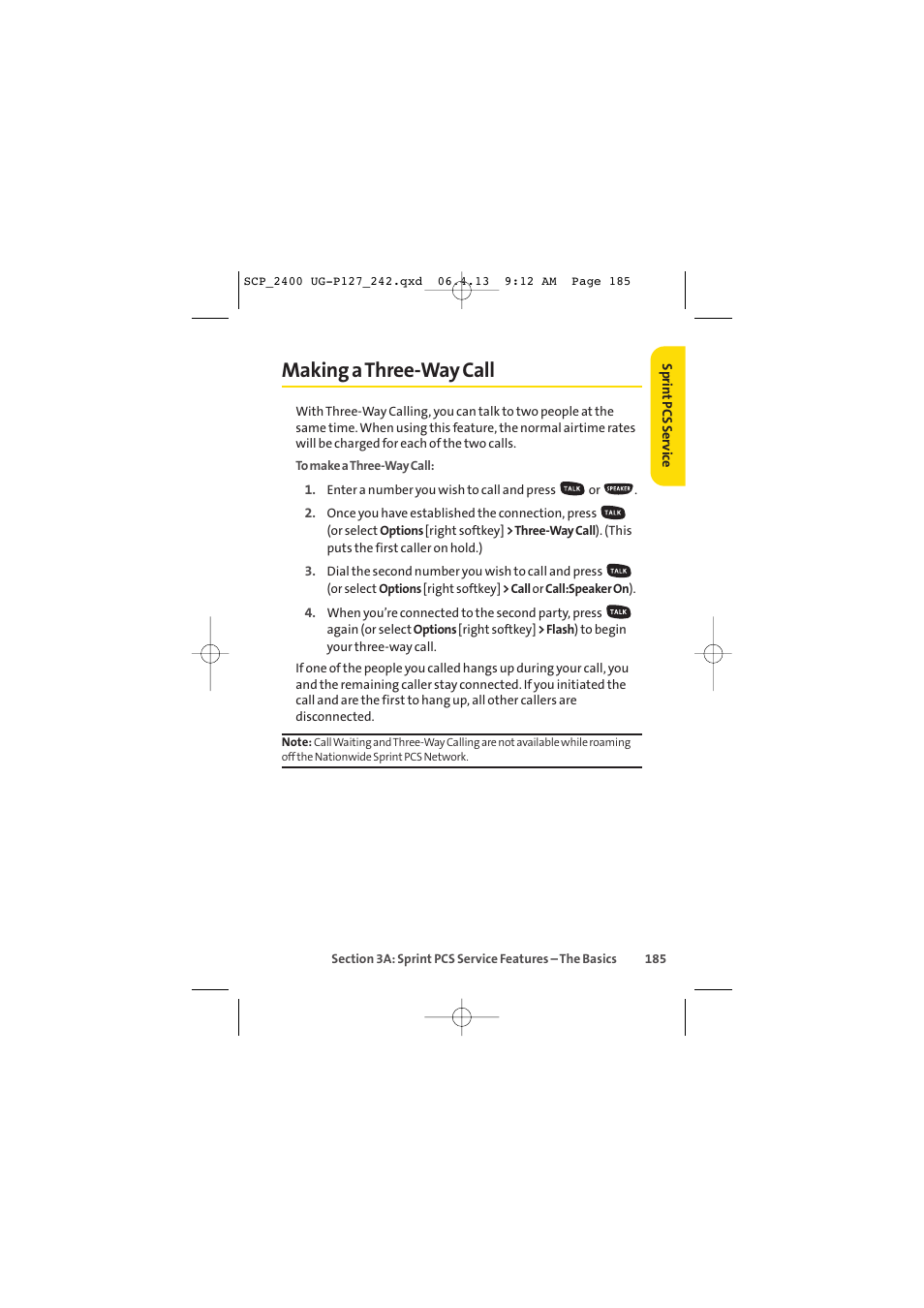 Making a three-way call | Sprint Nextel SPRINT PCS VISION SCP-2400 User Manual | Page 201 / 256