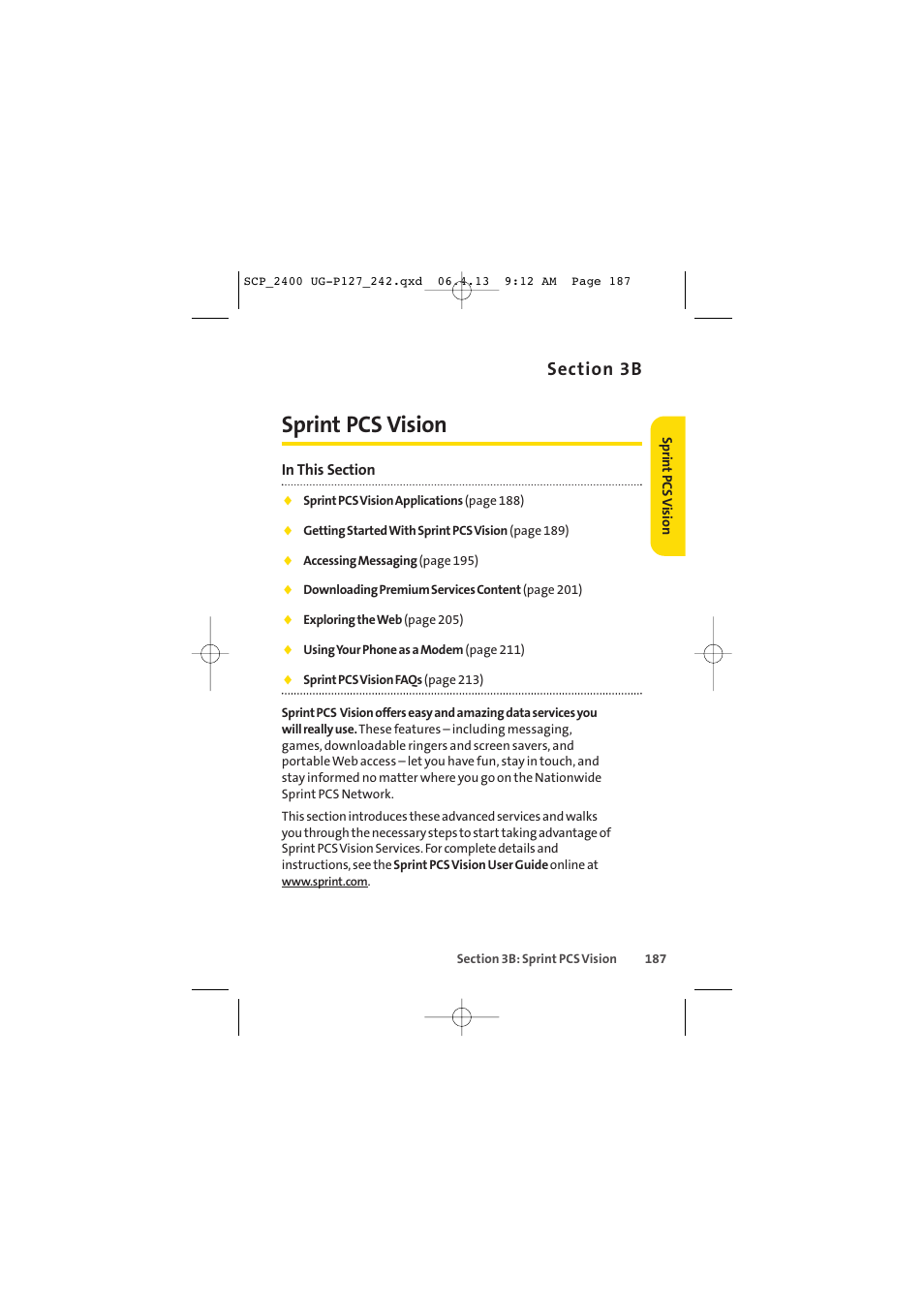 Sprint pcs vision | Sprint Nextel SPRINT PCS VISION SCP-2400 User Manual | Page 203 / 256