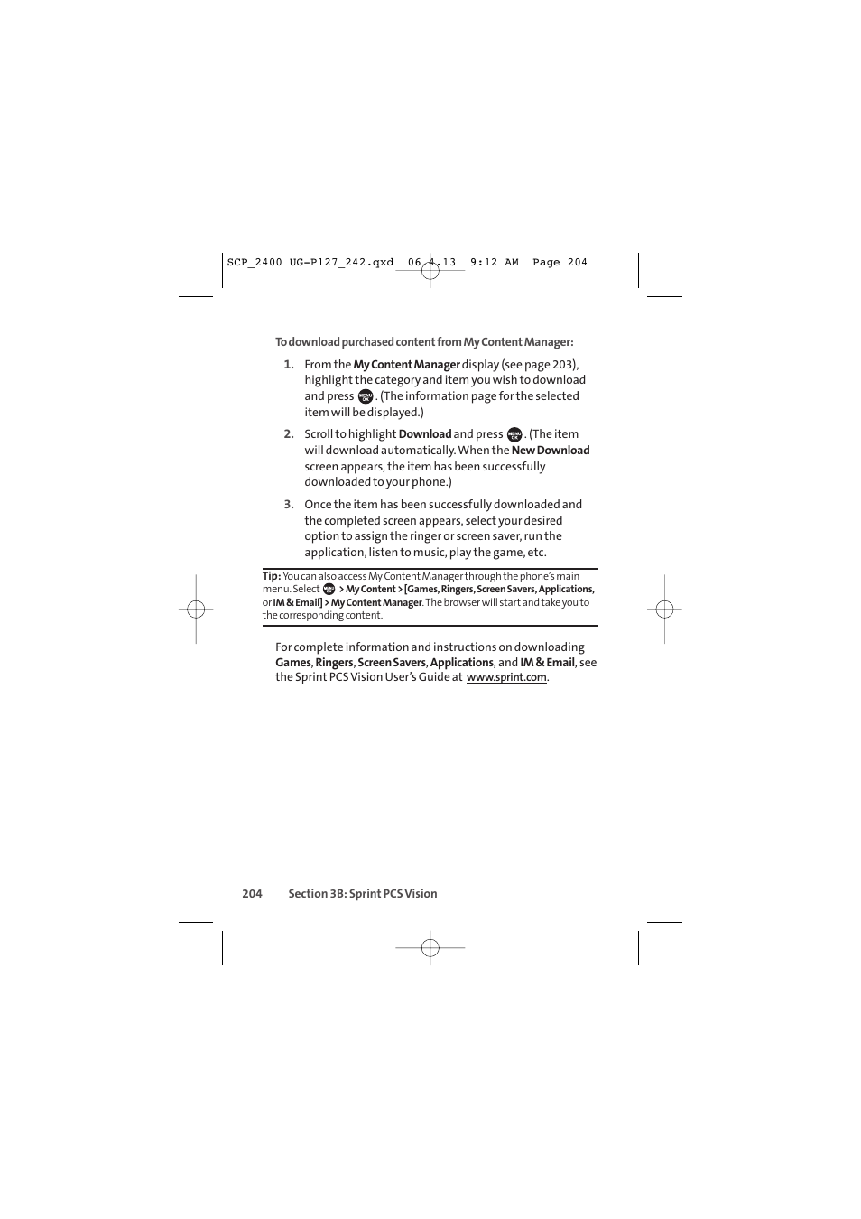 Sprint Nextel SPRINT PCS VISION SCP-2400 User Manual | Page 220 / 256