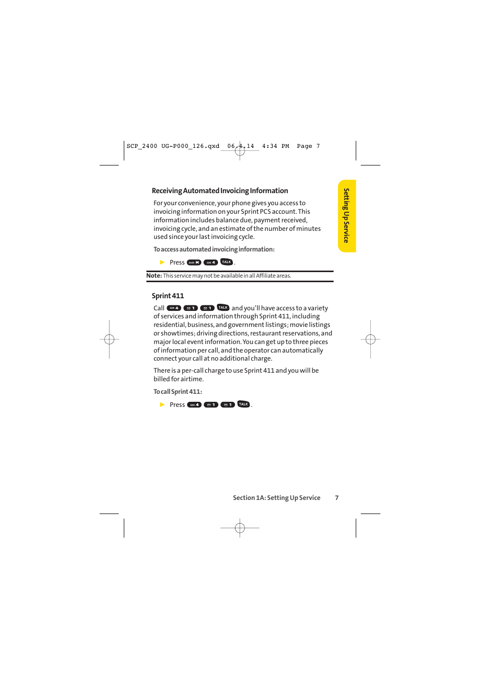 Receiving automated invoicing information, Sprint 411 | Sprint Nextel SPRINT PCS VISION SCP-2400 User Manual | Page 23 / 256