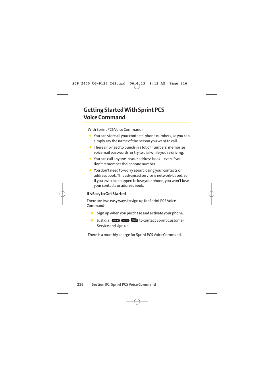 Getting started with sprint pcs voice command, It’s easy to get started | Sprint Nextel SPRINT PCS VISION SCP-2400 User Manual | Page 232 / 256