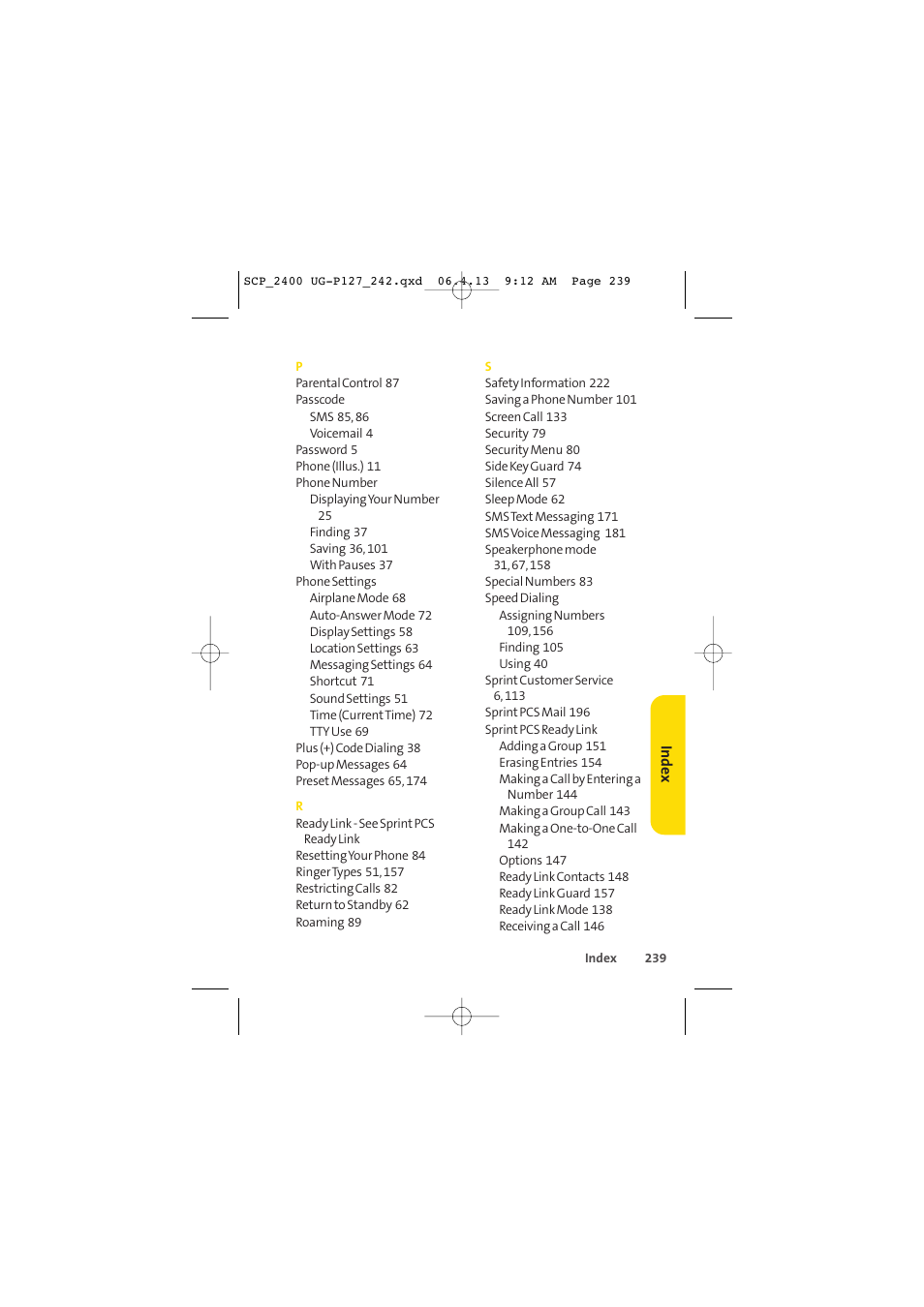 Sprint Nextel SPRINT PCS VISION SCP-2400 User Manual | Page 255 / 256