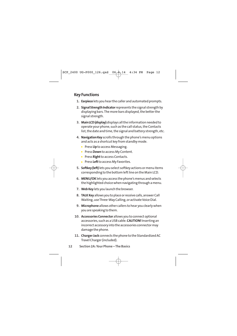 Key functions | Sprint Nextel SPRINT PCS VISION SCP-2400 User Manual | Page 28 / 256