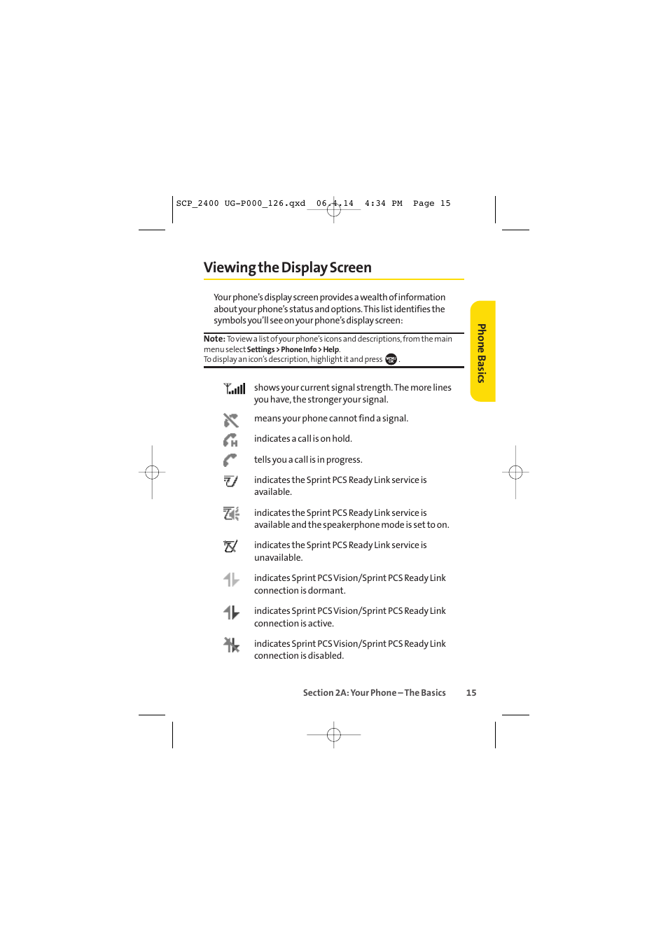 Viewing the display screen | Sprint Nextel SPRINT PCS VISION SCP-2400 User Manual | Page 31 / 256