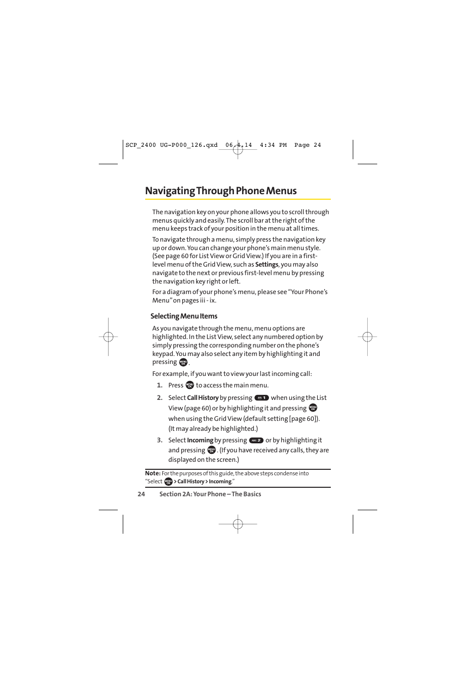 Navigating through phone menus | Sprint Nextel SPRINT PCS VISION SCP-2400 User Manual | Page 40 / 256