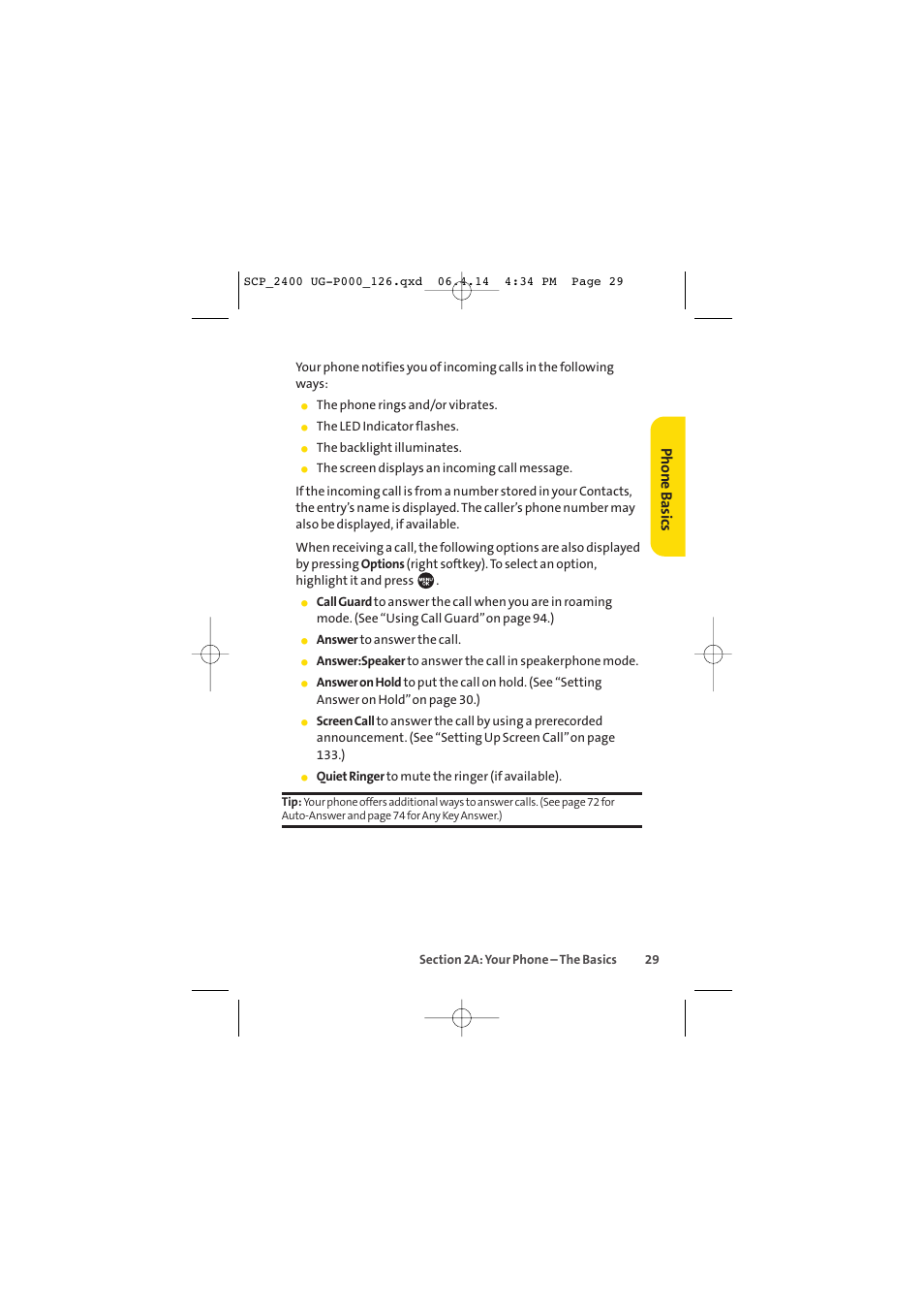 Phone basics | Sprint Nextel SPRINT PCS VISION SCP-2400 User Manual | Page 45 / 256