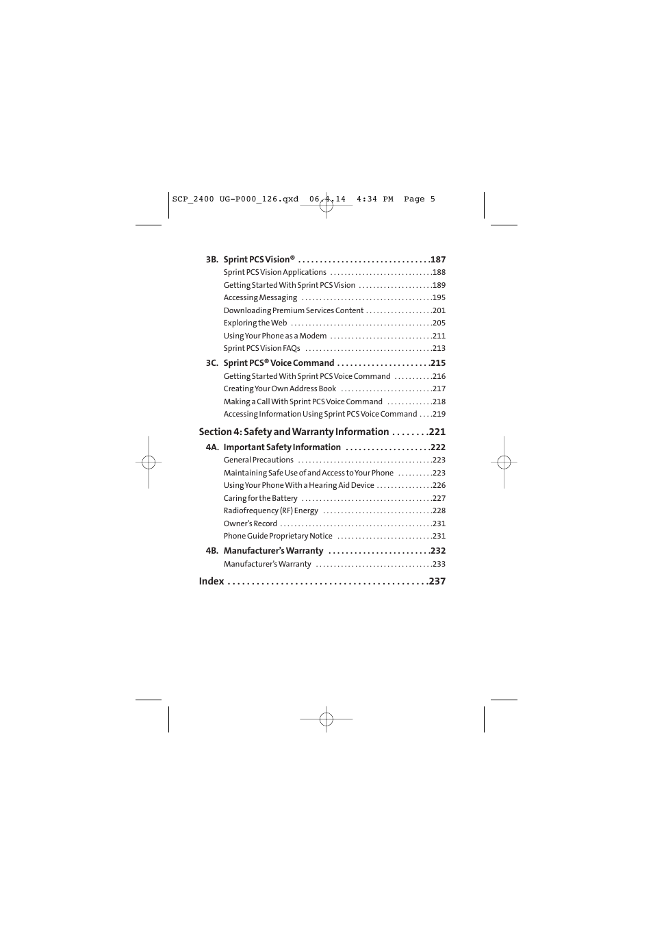 Sprint Nextel SPRINT PCS VISION SCP-2400 User Manual | Page 5 / 256