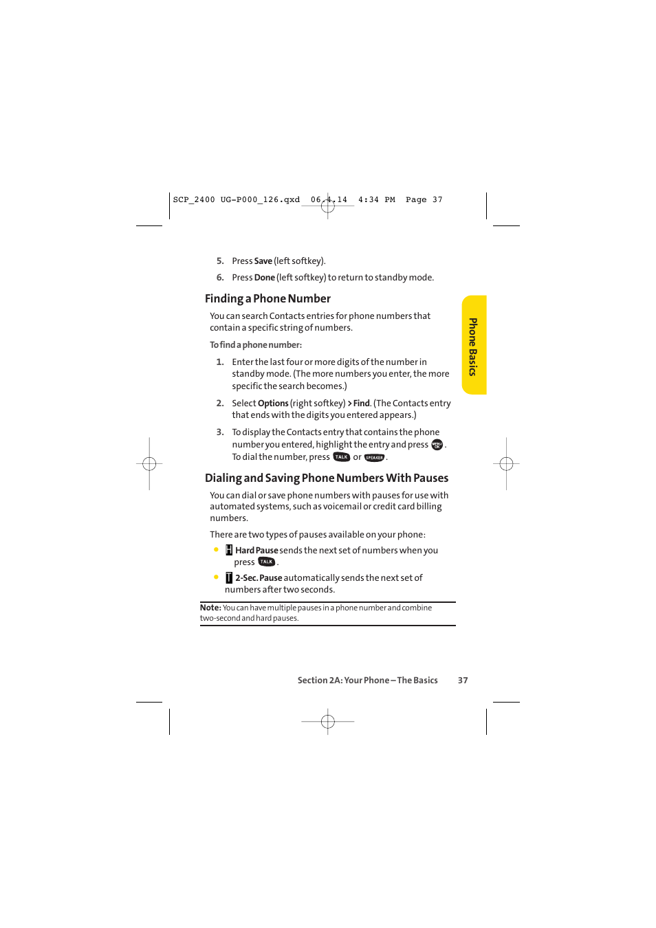 Finding a phone number, Dialing and saving phone numbers with pauses | Sprint Nextel SPRINT PCS VISION SCP-2400 User Manual | Page 53 / 256