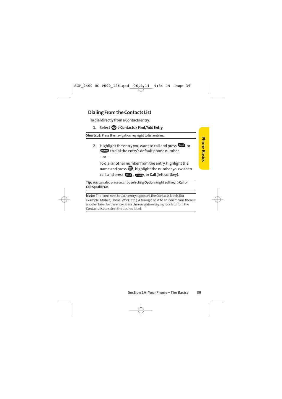 Dialing from the contacts list | Sprint Nextel SPRINT PCS VISION SCP-2400 User Manual | Page 55 / 256