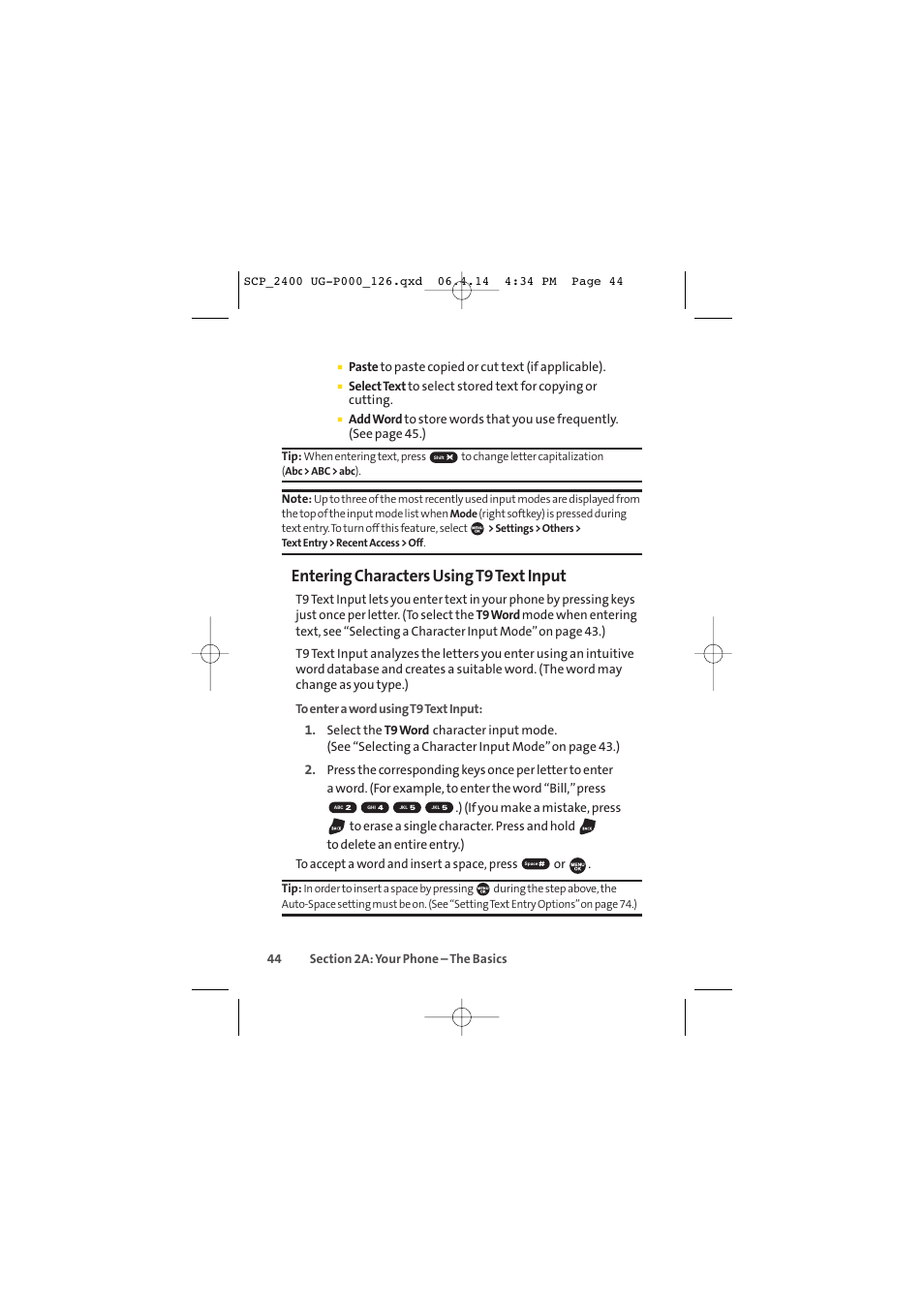 Entering characters using t9 text input | Sprint Nextel SPRINT PCS VISION SCP-2400 User Manual | Page 60 / 256