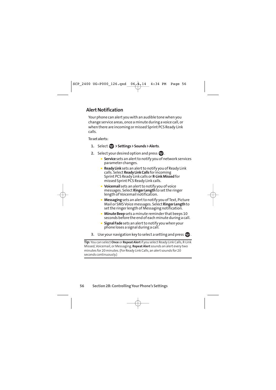 Alert notification | Sprint Nextel SPRINT PCS VISION SCP-2400 User Manual | Page 72 / 256