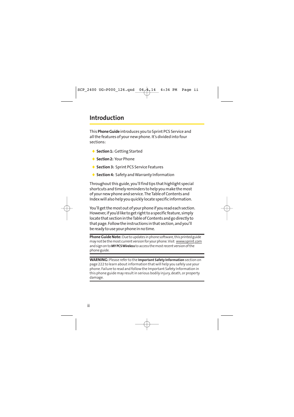 Introduction | Sprint Nextel SPRINT PCS VISION SCP-2400 User Manual | Page 8 / 256