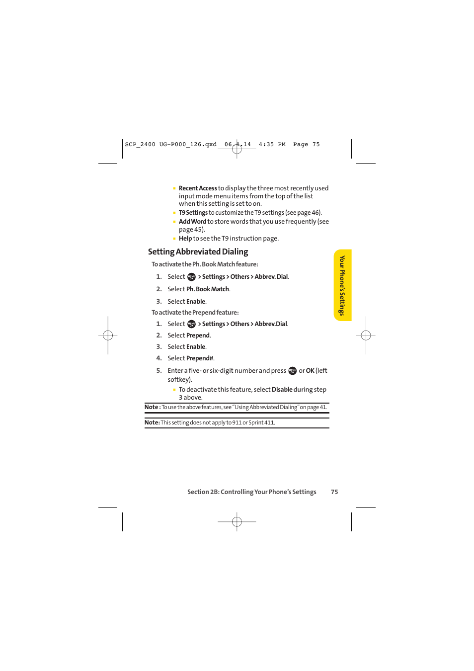 Setting abbreviated dialing | Sprint Nextel SPRINT PCS VISION SCP-2400 User Manual | Page 91 / 256