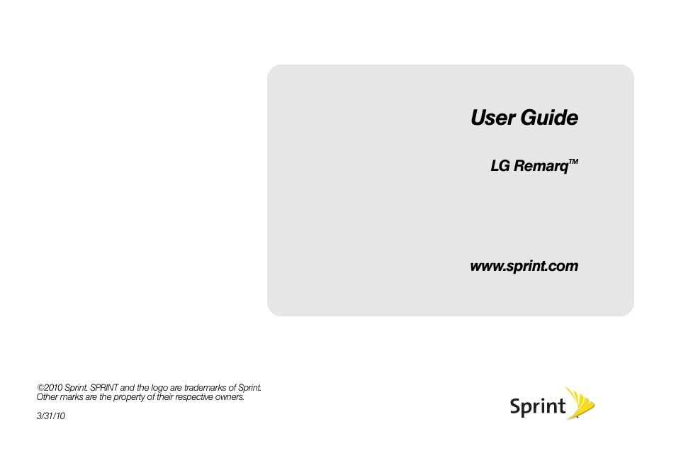 Sprint Nextel LG Remarq UG_9a_070709 User Manual | 143 pages