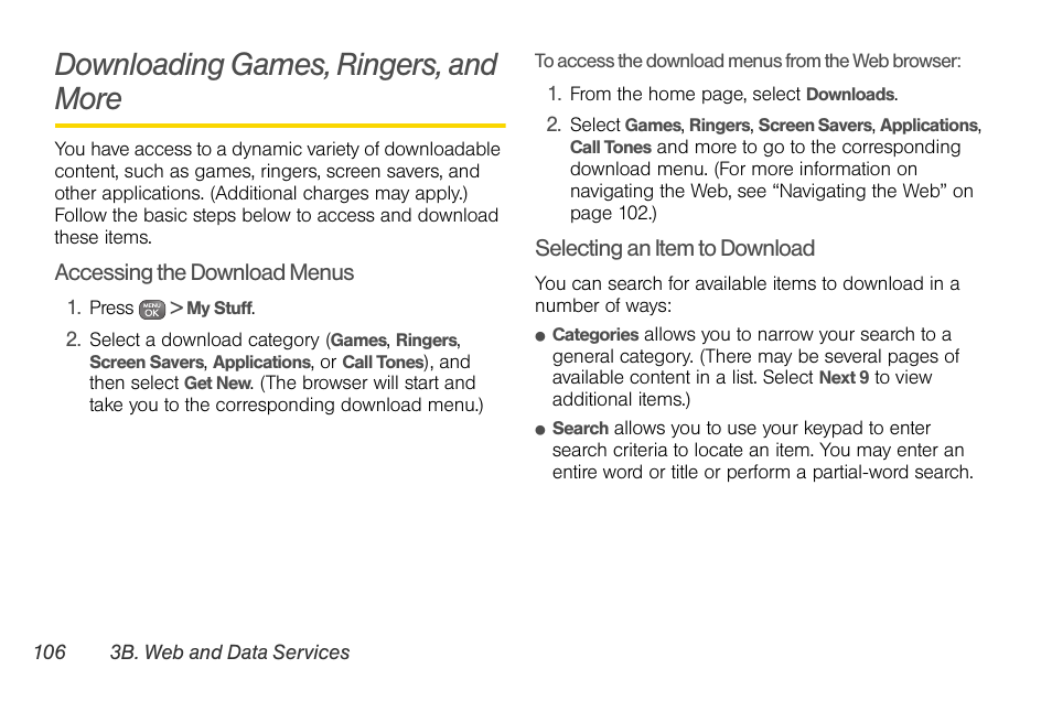 Downloading games, ringers, and more | Sprint Nextel LG Remarq UG_9a_070709 User Manual | Page 116 / 143