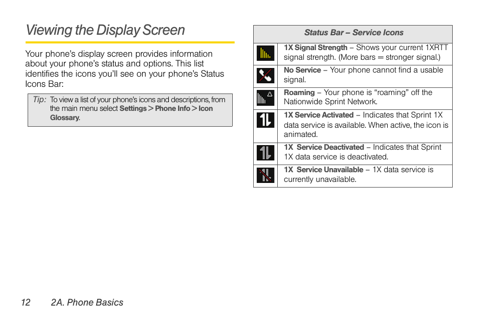 Viewing the display screen | Sprint Nextel LG Remarq UG_9a_070709 User Manual | Page 22 / 143