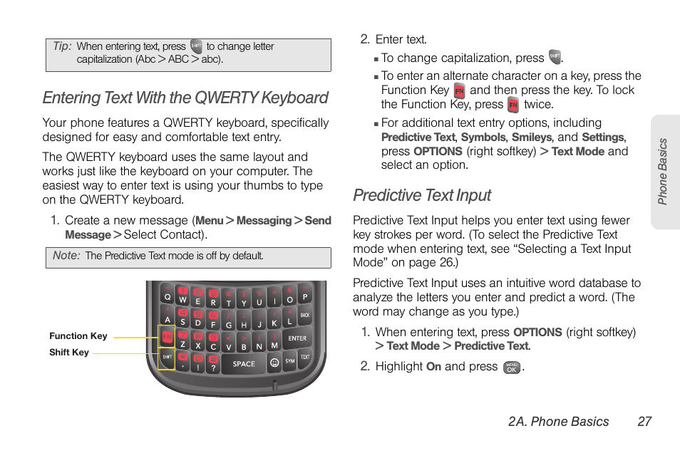 Entering text with the qwerty keyboard, Predictive text input | Sprint Nextel LG Remarq UG_9a_070709 User Manual | Page 37 / 143
