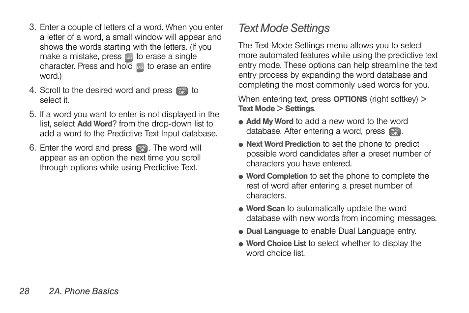Text mode settings | Sprint Nextel LG Remarq UG_9a_070709 User Manual | Page 38 / 143
