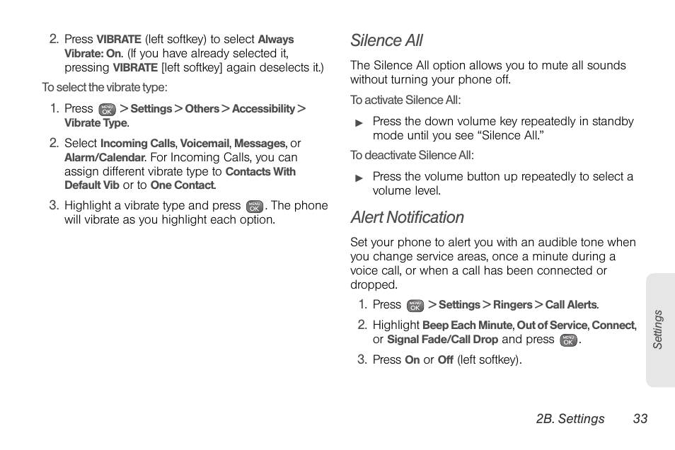 Silence all, Alert notification | Sprint Nextel LG Remarq UG_9a_070709 User Manual | Page 43 / 143
