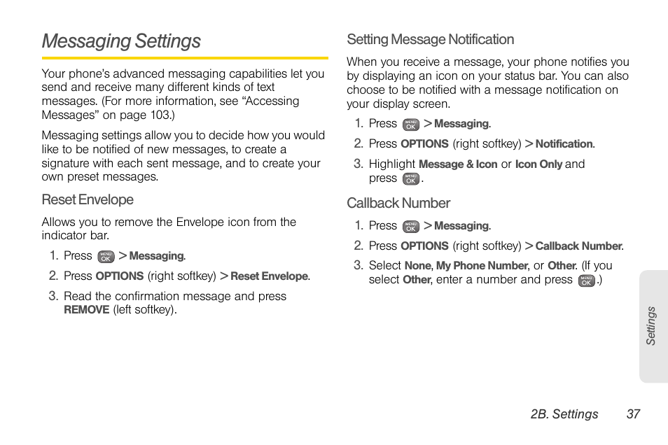 Messaging settings | Sprint Nextel LG Remarq UG_9a_070709 User Manual | Page 47 / 143